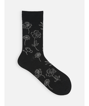 線画植物柄ソックス