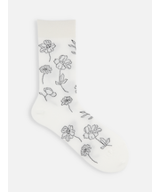 線画植物柄ソックス