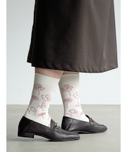 線画植物柄ソックス