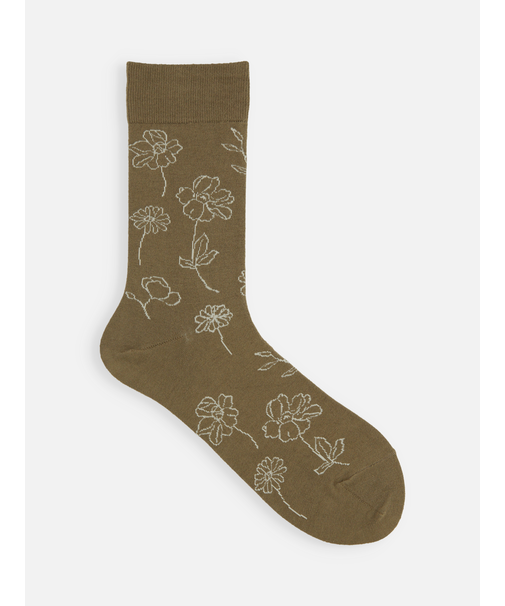 線画植物柄ソックス