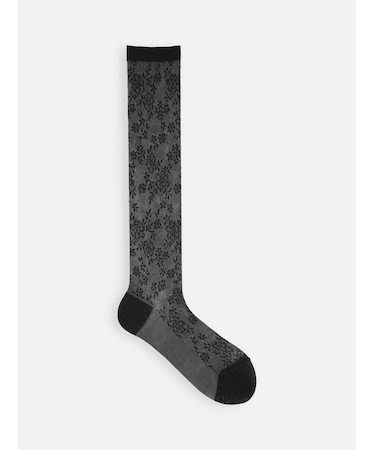 コットンメッシュレースハイソックス