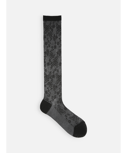 コットンメッシュレースハイソックス