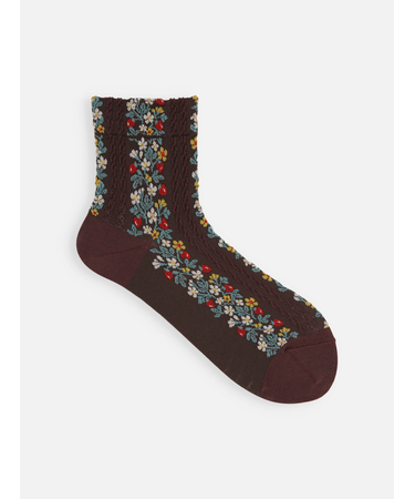 お花とイチゴのフロートショートソックス