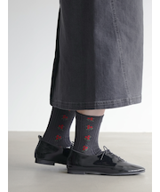 レトロダイヤ花柄リブ風ソックス