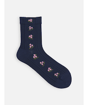 レトロダイヤ花柄リブ風ソックス