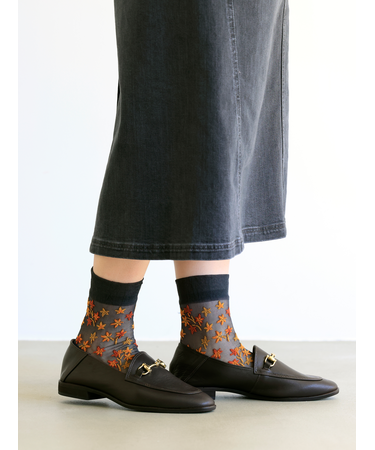 チュールモミジ柄ショートソックス