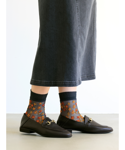 チュールモミジ柄ショートソックス