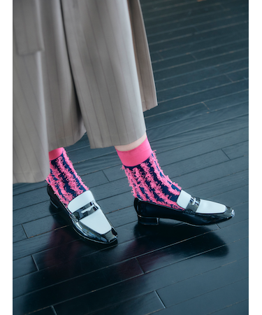 裏出しぼさぼさストライプソックス