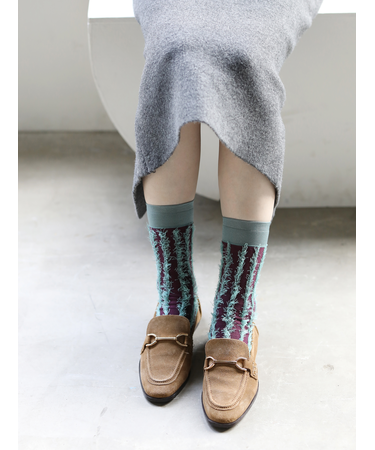 裏出しぼさぼさストライプソックス