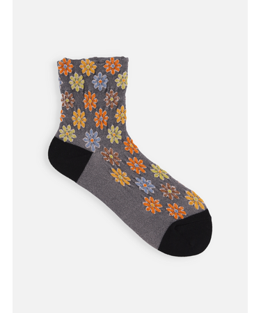 カラフルフラワーフロートショートソックス
