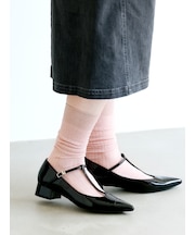 コットンシアーリブミディ丈ソックス