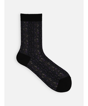 毛混フラワーストライプソックス