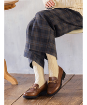 パッチワークケーブルニットソックス