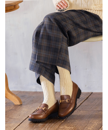 パッチワークケーブルニットソックス