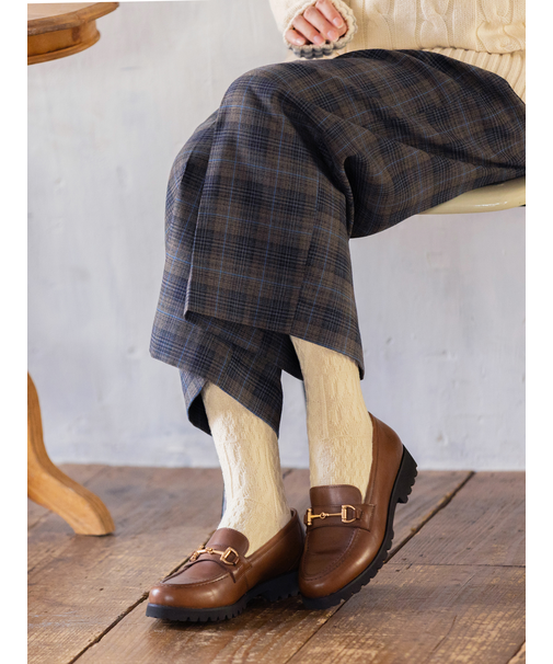 パッチワークケーブルニットソックス