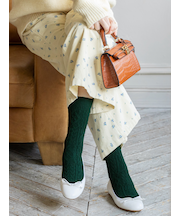 パッチワークケーブルニットソックス