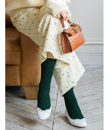 パッチワークケーブルニットソックス