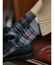 【POLO】ポニー刺繍チェック柄ソックス