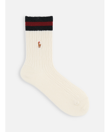 【POLO】マルチポニー刺繍ラインケーブルソックス