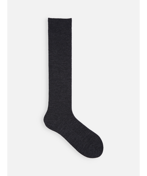 PUREWOOL薄手3×1リブハイソックス