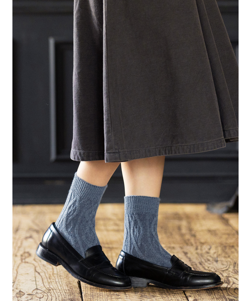 ネップゴム長ケーブルショートソックス