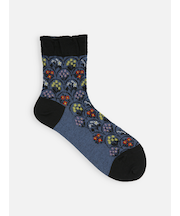 毛混フロートフラワーブーケショートソックス