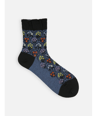 毛混フロートフラワーブーケショートソックス