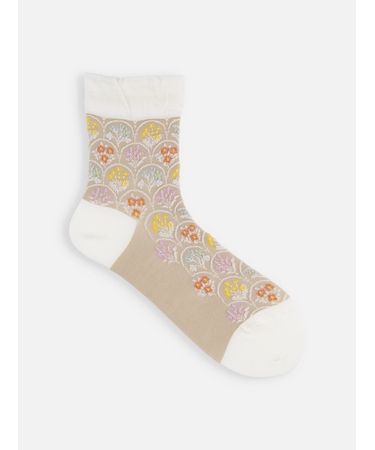 毛混フロートフラワーブーケショートソックス