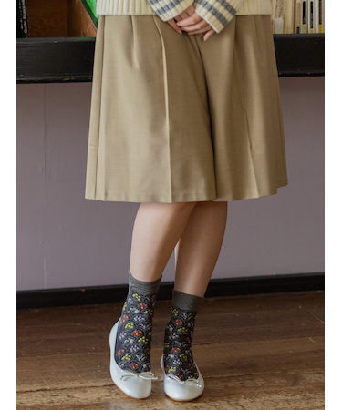 毛混フロートフラワーブーケショートソックス
