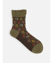 毛混フロートフラワーブーケショートソックス