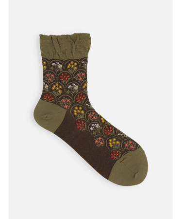 毛混フロートフラワーブーケショートソックス