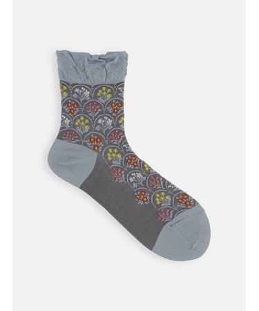 毛混フロートフラワーブーケショートソックス