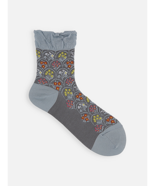 毛混フロートフラワーブーケショートソックス