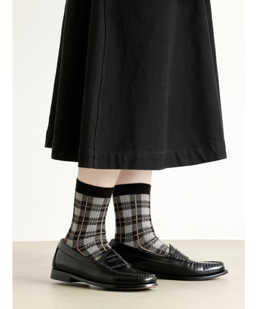 毛混チェックJQソックス