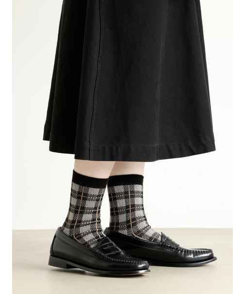 毛混チェックJQソックス