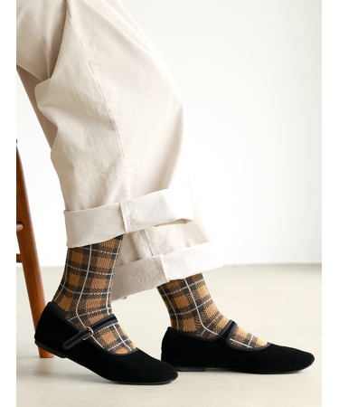 毛混チェックJQソックス