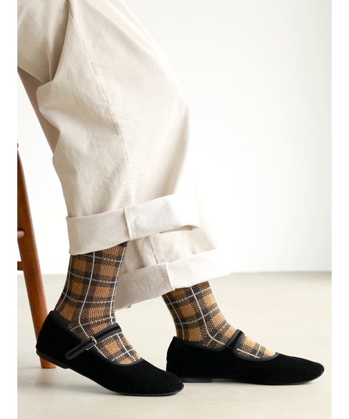 毛混チェックJQソックス