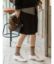 毛混チェックJQソックス