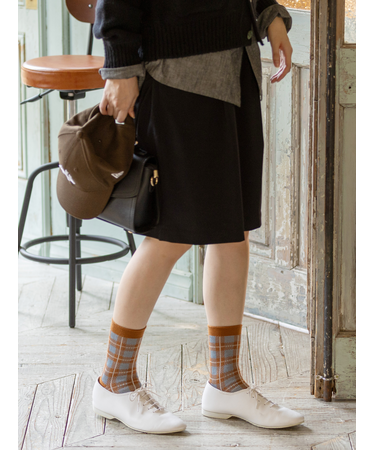 毛混チェックJQソックス