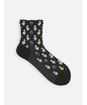 毛混フロートフラワーDuckショートソックス