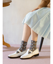 毛混フロートフラワーDuckショートソックス