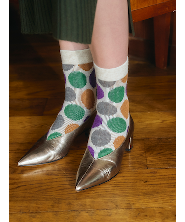 ジャカードドットショートソックス