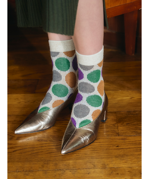 ジャカードドットショートソックス