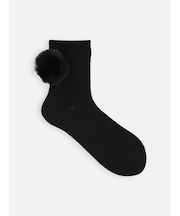 ファー梵天付きショートソックス