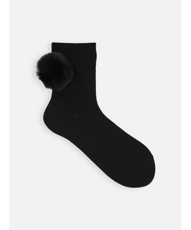 ファー梵天付きショートソックス