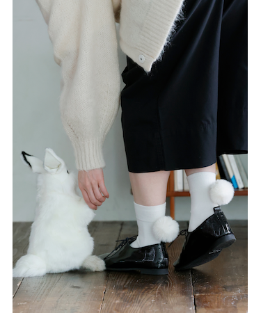 ファー梵天付きショートソックス