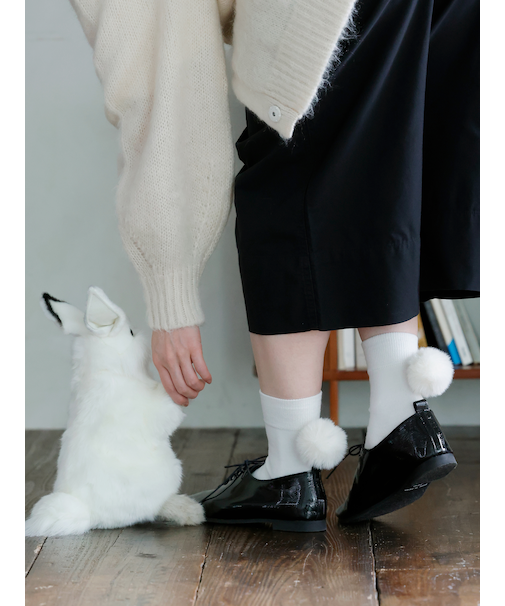 ファー梵天付きショートソックス