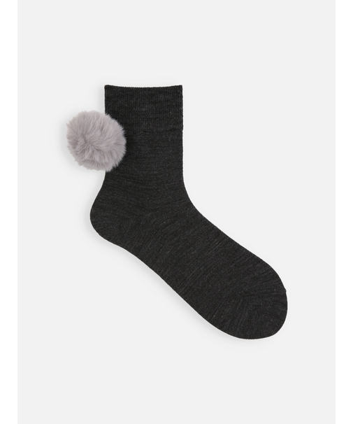 ファー梵天付きショートソックス