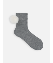 ファー梵天付きショートソックス