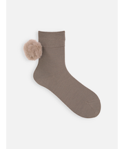 ファー梵天付きショートソックス